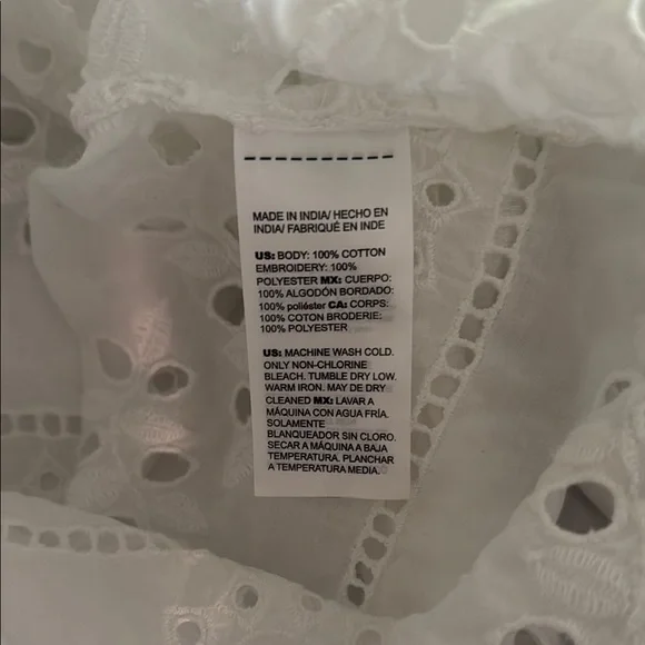 Chico’s Women's White Eyelet Embroidered Blouse 100% Cotton Small - Picture 3 of 6